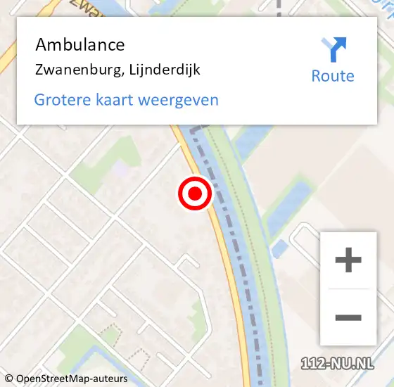 Locatie op kaart van de 112 melding: Ambulance Zwanenburg, Lijnderdijk op 22 augustus 2024 17:46