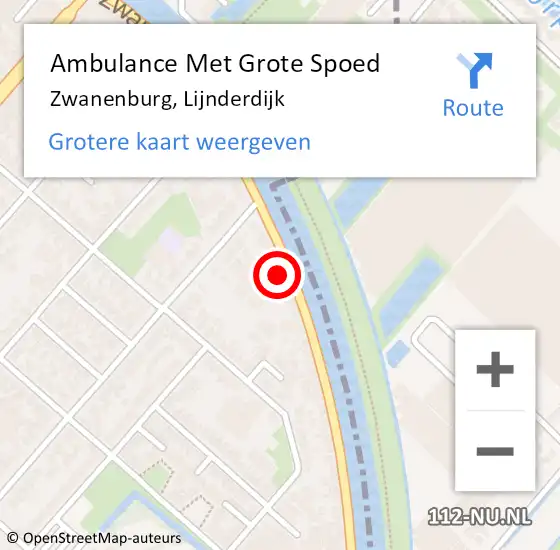 Locatie op kaart van de 112 melding: Ambulance Met Grote Spoed Naar Zwanenburg, Lijnderdijk op 22 augustus 2024 17:47