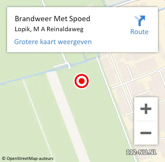 Locatie op kaart van de 112 melding: Brandweer Met Spoed Naar Lopik, M A Reinaldaweg op 22 augustus 2024 19:04