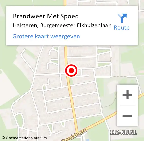 Locatie op kaart van de 112 melding: Brandweer Met Spoed Naar Halsteren, Burgemeester Elkhuizenlaan op 22 augustus 2024 19:05