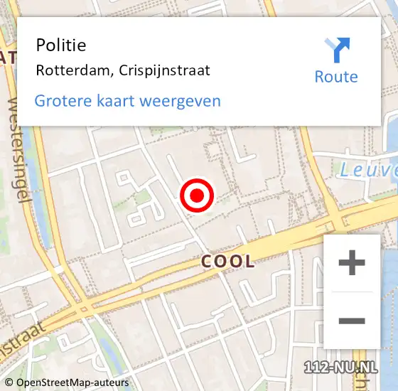 Locatie op kaart van de 112 melding: Politie Rotterdam, Crispijnstraat op 22 augustus 2024 19:14