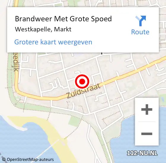 Locatie op kaart van de 112 melding: Brandweer Met Grote Spoed Naar Westkapelle, Markt op 22 augustus 2024 19:17