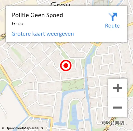 Locatie op kaart van de 112 melding: Politie Geen Spoed Naar Grou op 22 augustus 2024 19:26