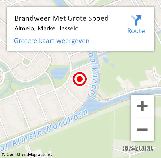 Locatie op kaart van de 112 melding: Brandweer Met Grote Spoed Naar Almelo, Marke Hasselo op 22 augustus 2024 19:30