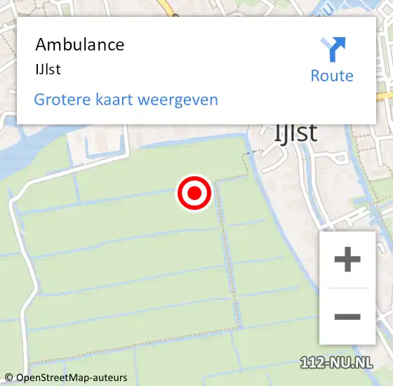 Locatie op kaart van de 112 melding: Ambulance IJlst op 22 augustus 2024 19:39