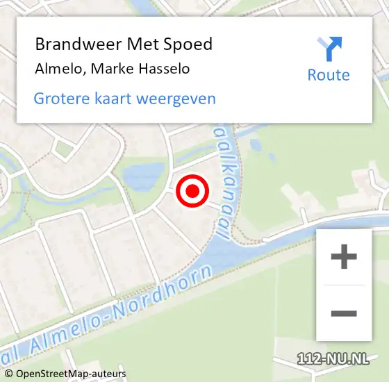 Locatie op kaart van de 112 melding: Brandweer Met Spoed Naar Almelo, Marke Hasselo op 22 augustus 2024 19:44