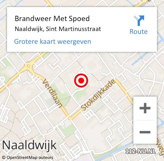 Locatie op kaart van de 112 melding: Brandweer Met Spoed Naar Naaldwijk, Sint Martinusstraat op 22 augustus 2024 20:13