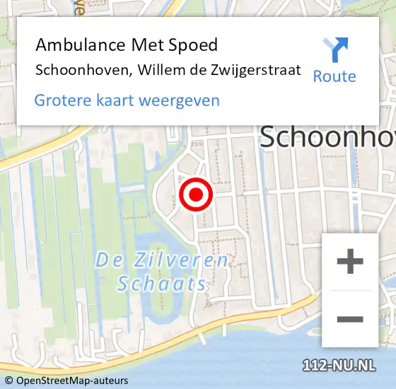 Locatie op kaart van de 112 melding: Ambulance Met Spoed Naar Schoonhoven, Willem de Zwijgerstraat op 22 augustus 2024 20:33