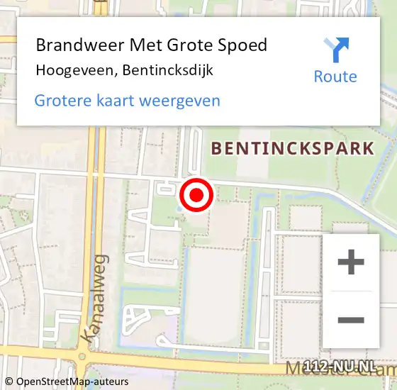 Locatie op kaart van de 112 melding: Brandweer Met Grote Spoed Naar Hoogeveen, Bentincksdijk op 17 oktober 2014 09:54