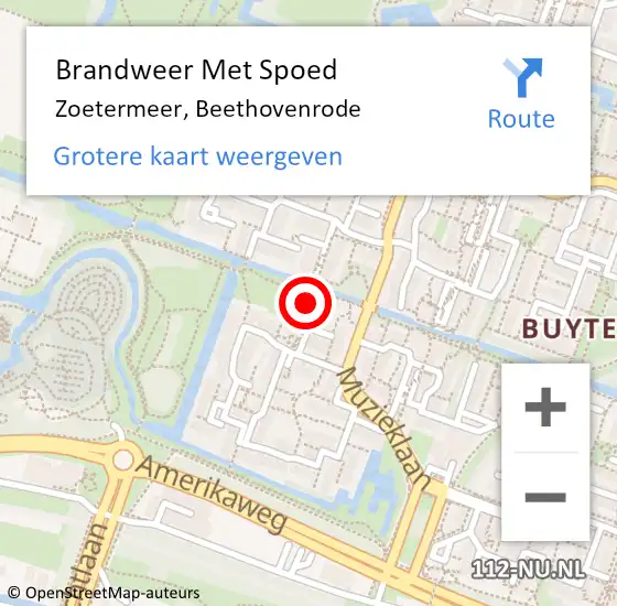 Locatie op kaart van de 112 melding: Brandweer Met Spoed Naar Zoetermeer, Beethovenrode op 22 augustus 2024 21:11