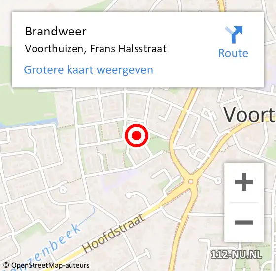 Locatie op kaart van de 112 melding: Brandweer Voorthuizen, Frans Halsstraat op 22 augustus 2024 21:33