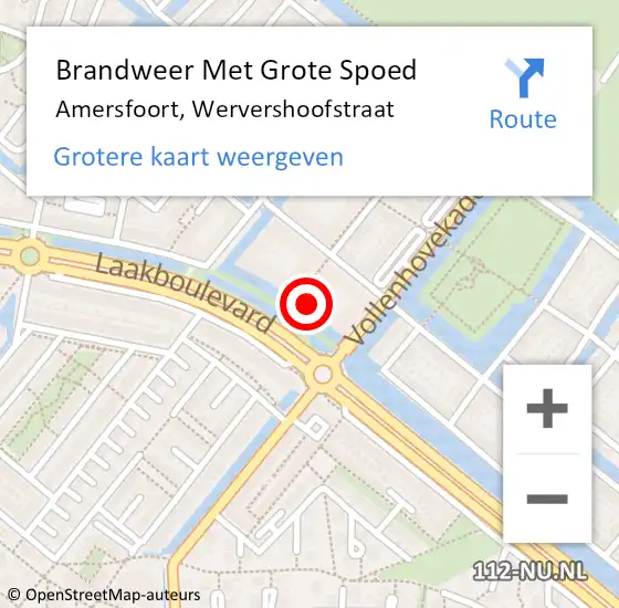 Locatie op kaart van de 112 melding: Brandweer Met Grote Spoed Naar Amersfoort, Wervershoofstraat op 22 augustus 2024 22:17