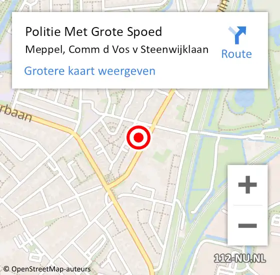 Locatie op kaart van de 112 melding: Politie Met Grote Spoed Naar Meppel, Comm d Vos v Steenwijklaan op 22 augustus 2024 22:18