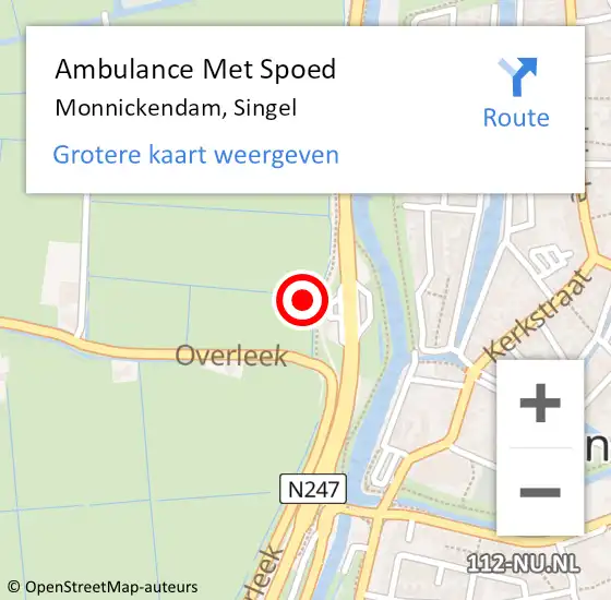 Locatie op kaart van de 112 melding: Ambulance Met Spoed Naar Monnickendam, Singel op 22 augustus 2024 22:41