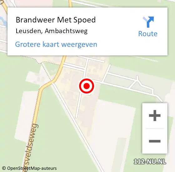 Locatie op kaart van de 112 melding: Brandweer Met Spoed Naar Leusden, Ambachtsweg op 22 augustus 2024 23:21