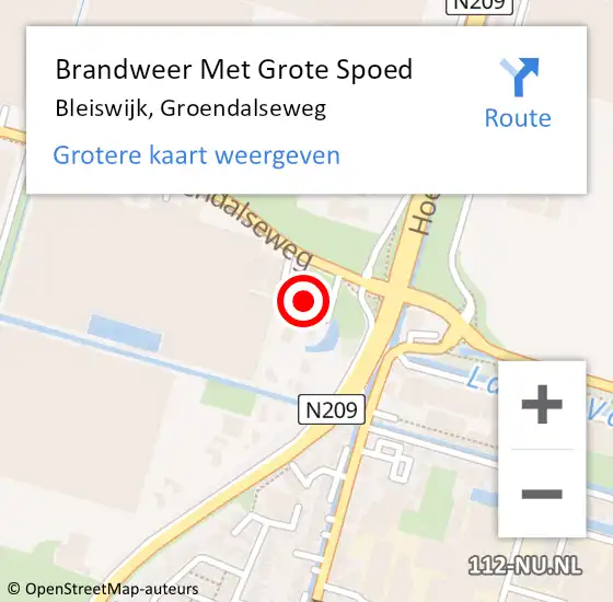 Locatie op kaart van de 112 melding: Brandweer Met Grote Spoed Naar Bleiswijk, Groendalseweg op 22 augustus 2024 23:29