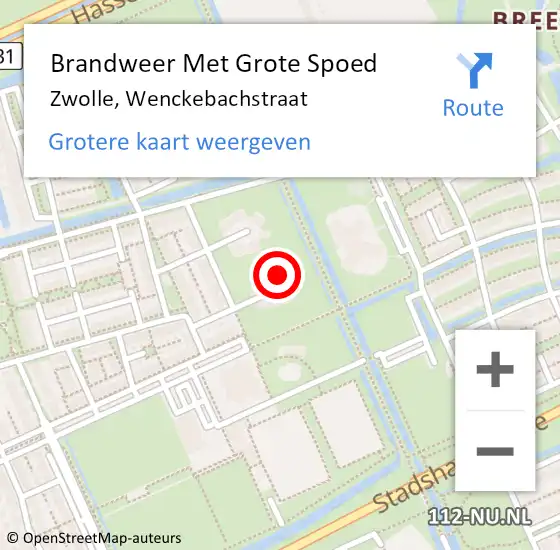 Locatie op kaart van de 112 melding: Brandweer Met Grote Spoed Naar Zwolle, Wenckebachstraat op 23 augustus 2024 00:07