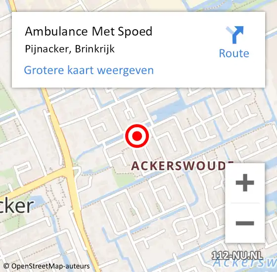 Locatie op kaart van de 112 melding: Ambulance Met Spoed Naar Pijnacker, Brinkrijk op 23 augustus 2024 00:45