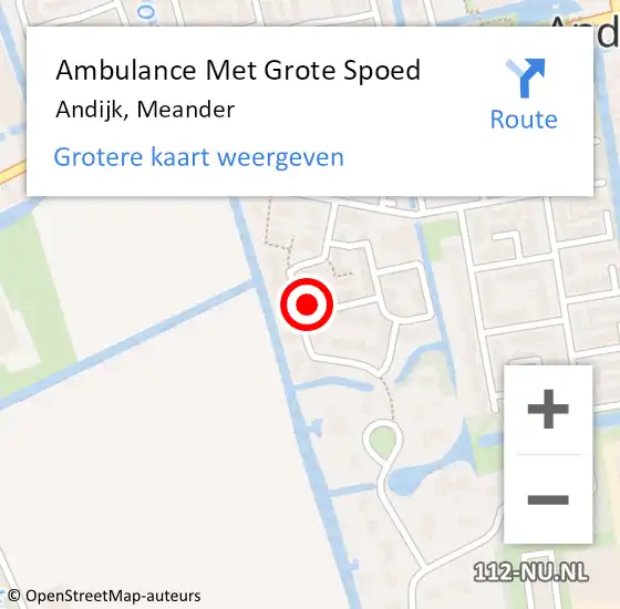 Locatie op kaart van de 112 melding: Ambulance Met Grote Spoed Naar Andijk, Meander op 23 augustus 2024 00:53