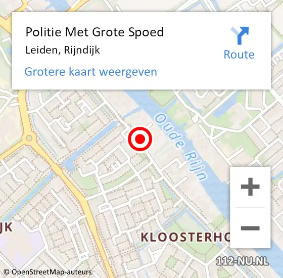 Locatie op kaart van de 112 melding: Politie Met Grote Spoed Naar Leiden, Rijndijk op 23 augustus 2024 02:06