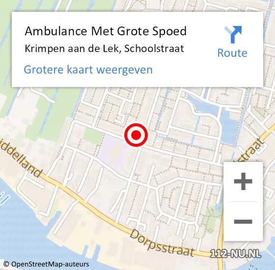 Locatie op kaart van de 112 melding: Ambulance Met Grote Spoed Naar Krimpen aan de Lek, Schoolstraat op 23 augustus 2024 02:13