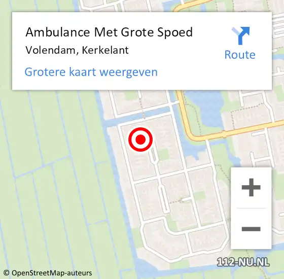 Locatie op kaart van de 112 melding: Ambulance Met Grote Spoed Naar Volendam, Kerkelant op 23 augustus 2024 02:54