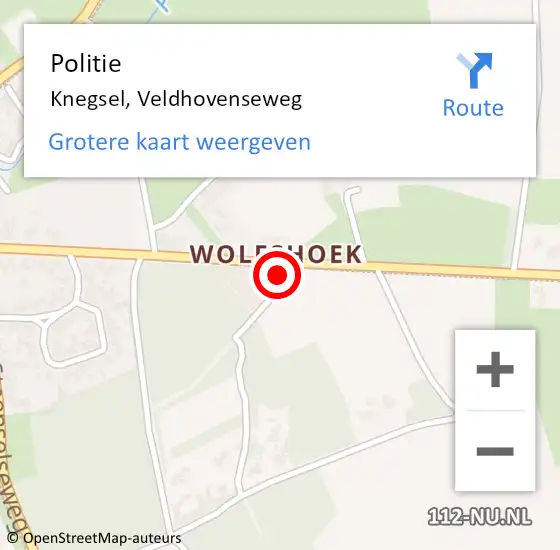 Locatie op kaart van de 112 melding: Politie Knegsel, Veldhovenseweg op 23 augustus 2024 02:57