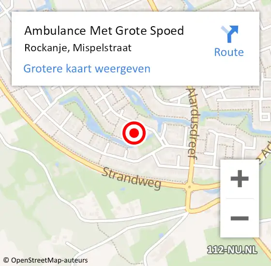 Locatie op kaart van de 112 melding: Ambulance Met Grote Spoed Naar Rockanje, Mispelstraat op 23 augustus 2024 03:30