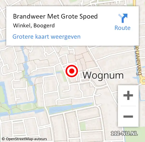 Locatie op kaart van de 112 melding: Brandweer Met Grote Spoed Naar Winkel, Boogerd op 23 augustus 2024 04:02