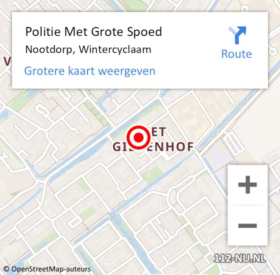 Locatie op kaart van de 112 melding: Politie Met Grote Spoed Naar Nootdorp, Wintercyclaam op 23 augustus 2024 04:06