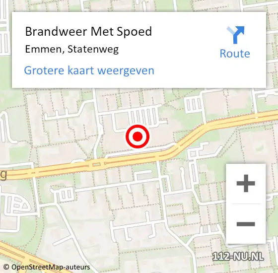 Locatie op kaart van de 112 melding: Brandweer Met Spoed Naar Emmen, Statenweg op 23 augustus 2024 05:47