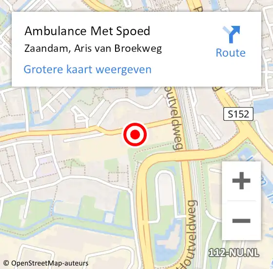 Locatie op kaart van de 112 melding: Ambulance Met Spoed Naar Zaandam, Aris van Broekweg op 23 augustus 2024 05:57