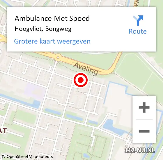 Locatie op kaart van de 112 melding: Ambulance Met Spoed Naar Hoogvliet, Bongweg op 23 augustus 2024 05:57