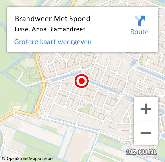 Locatie op kaart van de 112 melding: Brandweer Met Spoed Naar Lisse, Anna Blamandreef op 23 augustus 2024 06:40