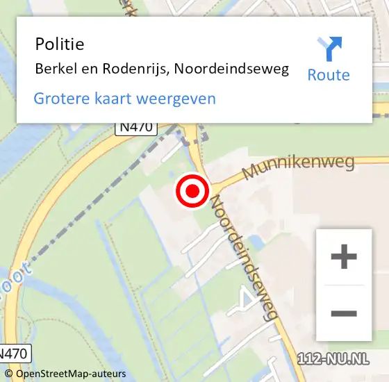 Locatie op kaart van de 112 melding: Politie Berkel en Rodenrijs, Noordeindseweg op 23 augustus 2024 07:58