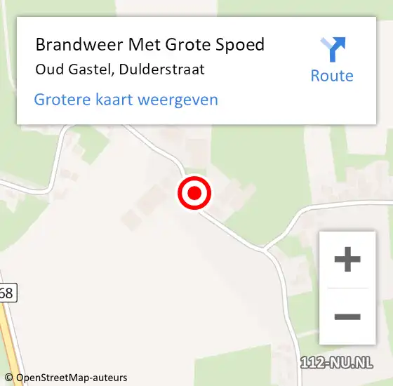 Locatie op kaart van de 112 melding: Brandweer Met Grote Spoed Naar Oud Gastel, Dulderstraat op 23 augustus 2024 07:59