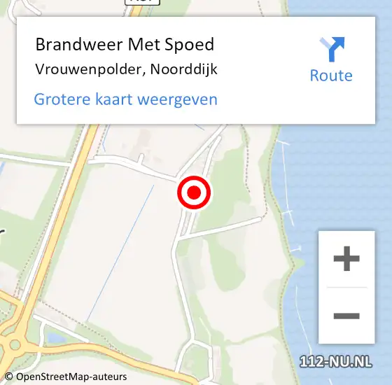 Locatie op kaart van de 112 melding: Brandweer Met Spoed Naar Vrouwenpolder, Noorddijk op 23 augustus 2024 08:27