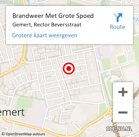 Locatie op kaart van de 112 melding: Brandweer Met Grote Spoed Naar Gemert, Rector Beversstraat op 23 augustus 2024 08:47