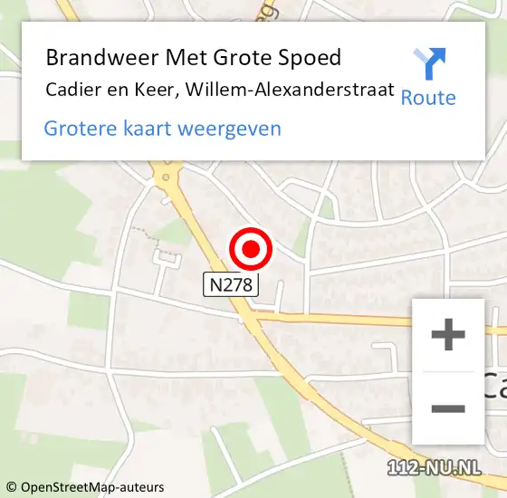 Locatie op kaart van de 112 melding: Brandweer Met Grote Spoed Naar Cadier en Keer, Willem-Alexanderstraat op 23 augustus 2024 08:54