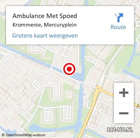 Locatie op kaart van de 112 melding: Ambulance Met Spoed Naar Krommenie, Mercuryplein op 23 augustus 2024 09:51