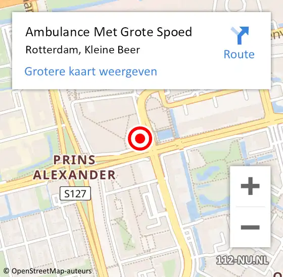 Locatie op kaart van de 112 melding: Ambulance Met Grote Spoed Naar Rotterdam, Kleine Beer op 23 augustus 2024 10:19