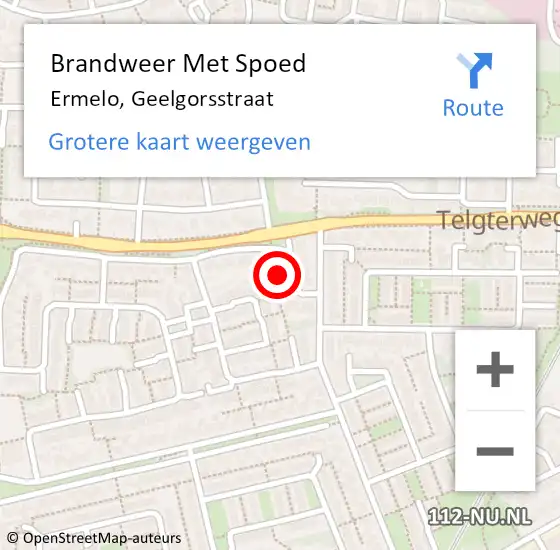 Locatie op kaart van de 112 melding: Brandweer Met Spoed Naar Ermelo, Geelgorsstraat op 23 augustus 2024 11:06