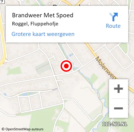 Locatie op kaart van de 112 melding: Brandweer Met Spoed Naar Roggel, Fluppehofje op 23 augustus 2024 11:17