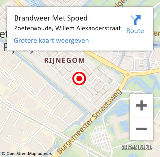 Locatie op kaart van de 112 melding: Brandweer Met Spoed Naar Zoeterwoude, Willem Alexanderstraat op 23 augustus 2024 11:33