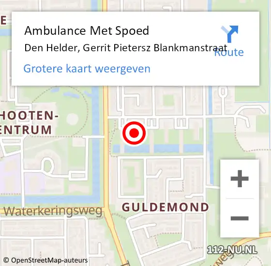 Locatie op kaart van de 112 melding: Ambulance Met Spoed Naar Den Helder, Gerrit Pietersz Blankmanstraat op 23 augustus 2024 11:34