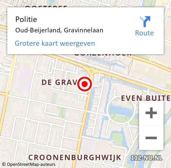 Locatie op kaart van de 112 melding: Politie Oud-Beijerland, Gravinnelaan op 23 augustus 2024 11:38