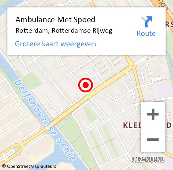 Locatie op kaart van de 112 melding: Ambulance Met Spoed Naar Rotterdam, Rotterdamse Rijweg op 23 augustus 2024 11:41