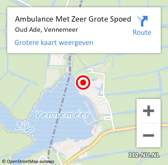 Locatie op kaart van de 112 melding: Ambulance Met Zeer Grote Spoed Naar Oud Ade, Vennemeer op 23 augustus 2024 11:45