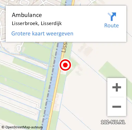 Locatie op kaart van de 112 melding: Ambulance Lisserbroek, Lisserdijk op 23 augustus 2024 12:06