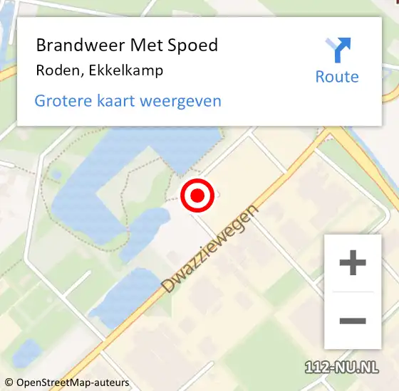 Locatie op kaart van de 112 melding: Brandweer Met Spoed Naar Roden, Ekkelkamp op 23 augustus 2024 12:15